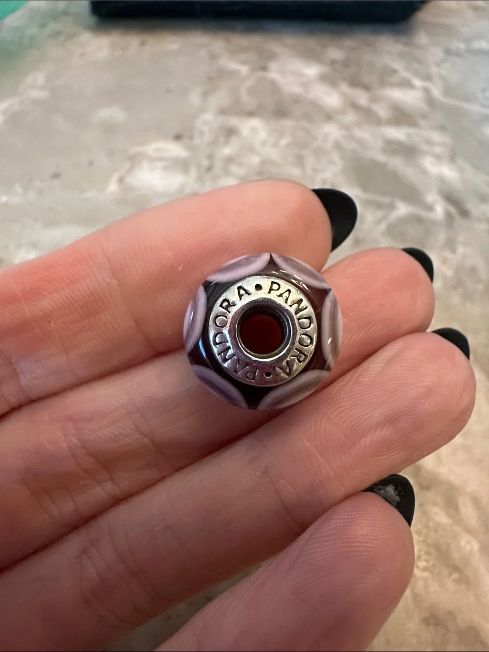 Pandora Purple Stepping Stones Murano Glass Charm (Model #790910)